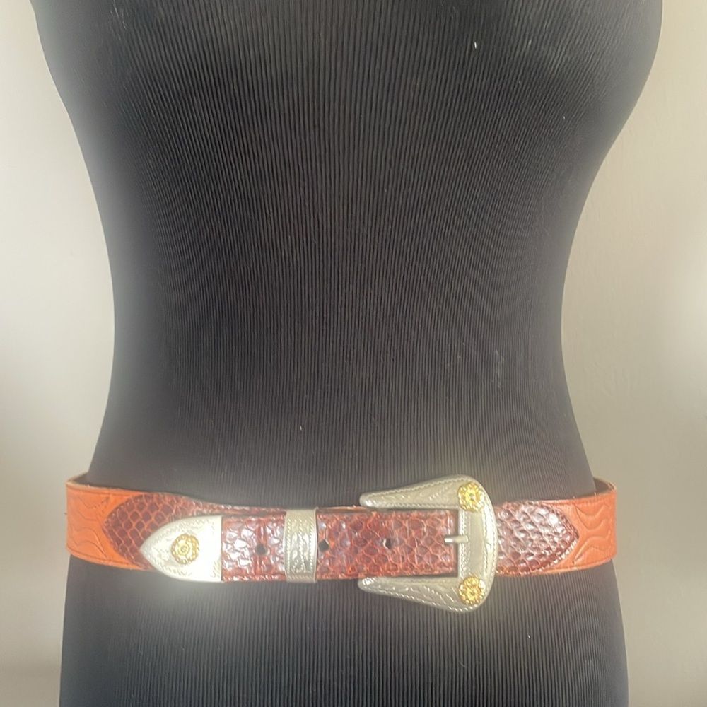 Vintage Harness House Full Grain Saddle Leather Snakeskin Belt